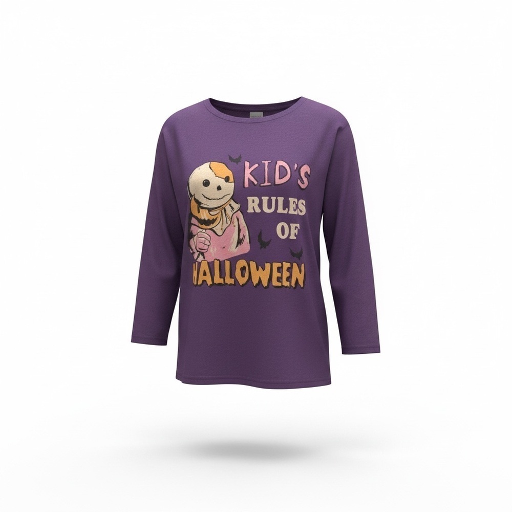 Beezizac Purple Halloween Graphic Long Sleeve Shirt – Kids NWT